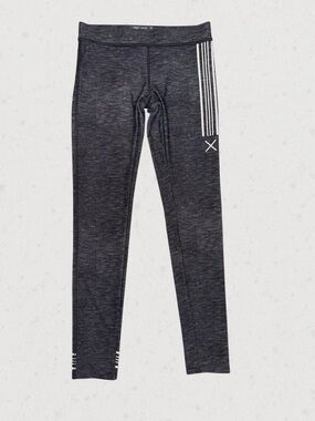 First Base Charcoal Heather Leggings with White Stripe Accents